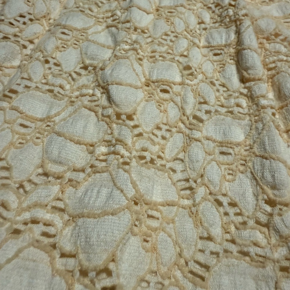 Free People Ivory Cream Lace Long Sleeve Mini Dress Boho Scoop Back Size M - Picture 2 of 6
